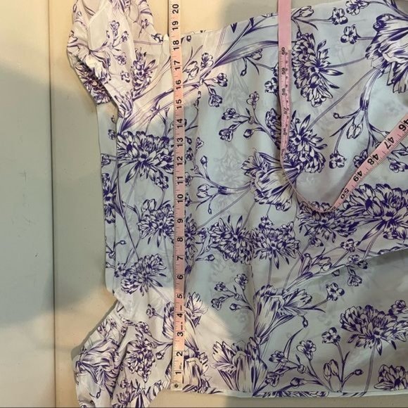 AMANDA UPRICHARD SILK OFF THE SHOULDER TIE PURPLE WHITE FLORAL ROMPER M - Picture 7 of 7